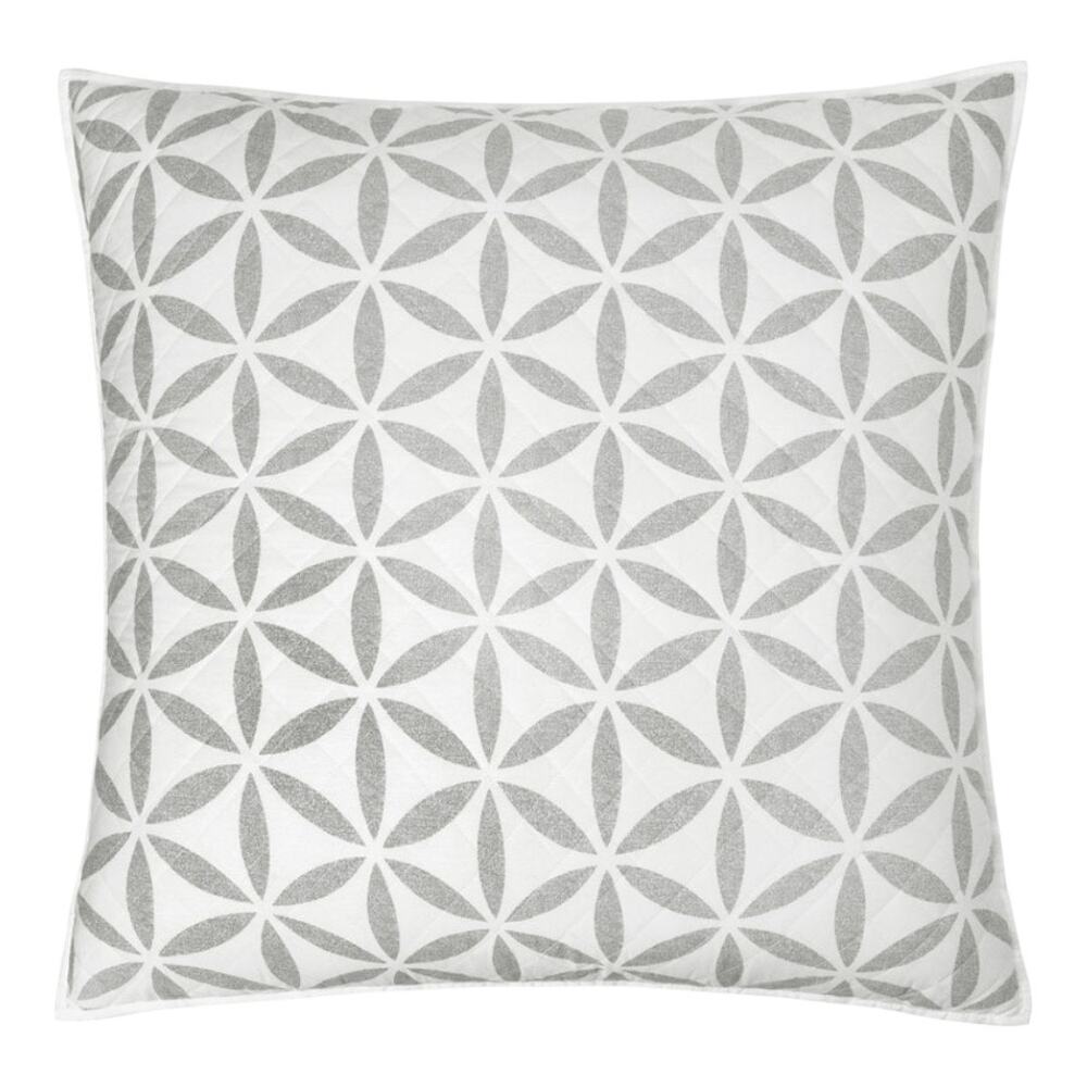 NEW Fieldcrest Geo Euro Pillow Sham in Gray/White (Size: 26" x 26")